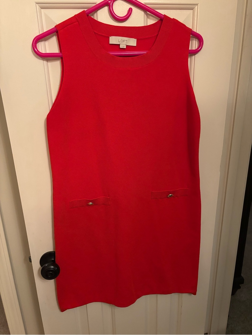 LOFT Sleeveless Red Sweater Shift Dress